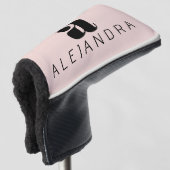 Modern Bold Blush Roze Monogram Naam Golfheadcover (3/4 voorkant)