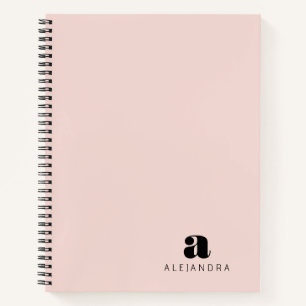 Modern Bold Blush Roze Monogram Naam Notitieboek