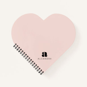 Modern Bold Blush Roze Monogram Naam Notitieboek