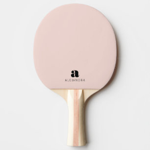 Modern Bold Blush Roze Monogram Naam Tafeltennisbatje