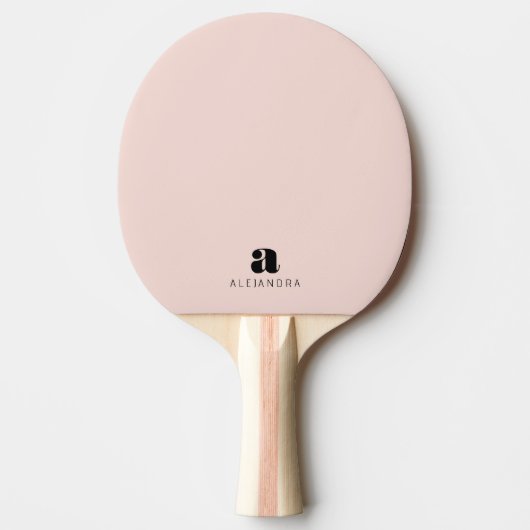 Modern Bold Blush Roze Monogram Naam Tafeltennisbatje (Voorkant)