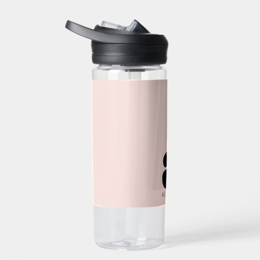 Modern Bold Blush Roze Monogram Naam Waterfles (Rechts)