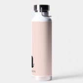 Modern Bold Blush Roze Monogram Naam Waterfles (Links)