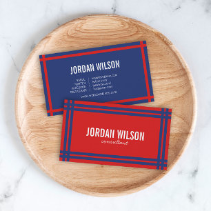 Modern Bold Border Rood en Blauw Social Media Visitekaartje