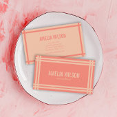 Modern Bold Bordered Coral and Peach Visitekaartje