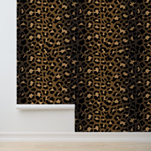 Modern Bold Brown en Cream Leopard Print Behang