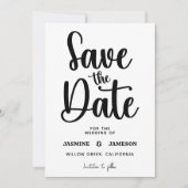 Modern Bold Casual Red Script Photo Wedding Retro Save The Date (Voorkant)
