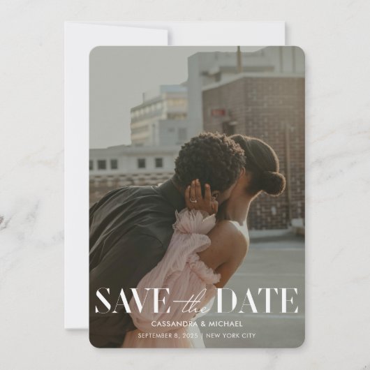 Modern Bold Chartreuse Photo Wedding Save Date Kaart (Voorkant)