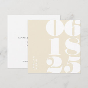 Modern Bold Cream Beige Big Date Weddenschap Save The Date