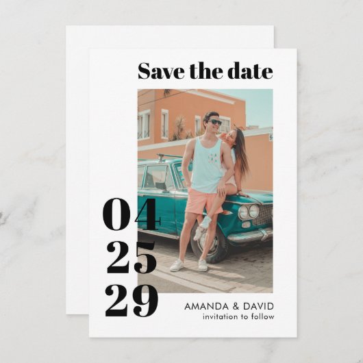 Modern Bold Date Wedding Enregistrer la date Carte (Devant / Derrière)