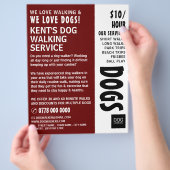 Modern Bold, Dog Walker Service Adverteren Flyer (Hand)