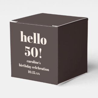 Modern Bold Earthy Brown 50th Birthday Custom Bedankdoosjes