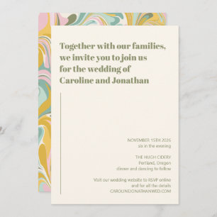 Modern Bold Earthy Pastel Abstract marmer Wedding Kaart