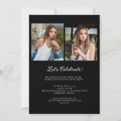 Modern Bold Elegant Drie foto Afstuderen Kaart (Achterkant)