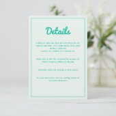 Modern Bold Emerald Mint Green Retro Vibes Wedding Informatiekaartje (Staand voorkant)