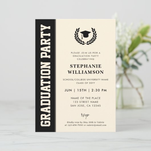 Modern Bold en Elegant Afstudeerder Foto Afstudere Kaart (Staand voorkant)