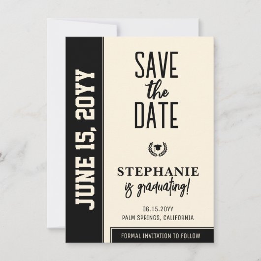 Modern Bold en Elegant Afstuderen Save The Date (Voorkant)