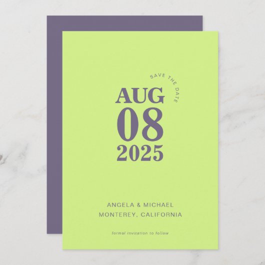 Modern Bold Enregistrer le Faire-part de mariage D (Devant / Derrière)