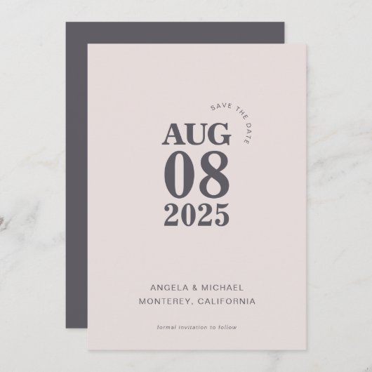 Modern Bold Enregistrer le Faire-part de mariage D (Devant / Derrière)