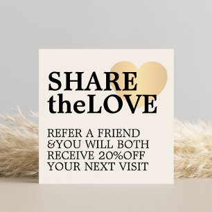 Modern Bold Faux Gold Heart Vierkante Visitekaartjes