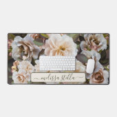 Modern Bold Floral Magnolia | Girly Gift Bureaumat (Keyboard & Muis)