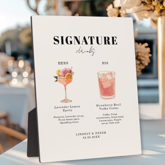 Modern Bold Font His & Hers Drinks Wedding Fotoplaat