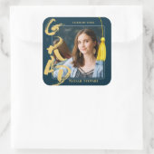 Modern Bold Font Photo Afstuderen Tassel Vierkante Sticker (Tas)