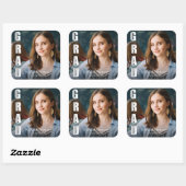 Modern Bold Font Photo Afstuderen Vierkante Sticker (Vel)