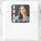 Modern Bold Font Photo Afstuderen Vierkante Sticker (Tas)