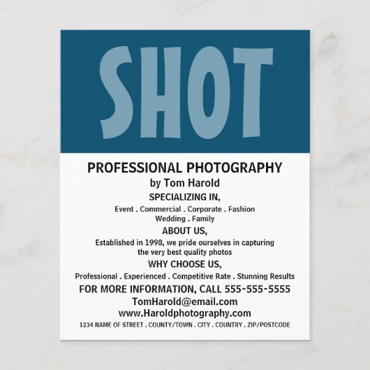 Modern Bold, Fotografie, Fotografe Hire Flyer (Voorkant)