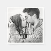 Modern Bold & Fun Typography Custom Photo Wedding Servet (Voorkant)