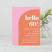 Modern Bold Geometric Pink Orange 60th Birthday Kaart (Staand voorkant)
