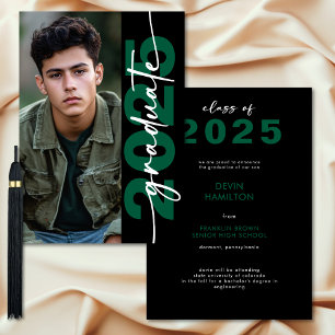 Modern Bold Green Typography Afstudeerder aangekon Kaart