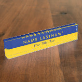 Modern Bold Half-Yellow Navy Blue Title Naambordje (Zijkant)