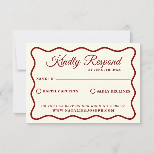 Modern Bold Ivory Retro Funky Unieke Bruiloft RSVP Kaartje (Voorkant)