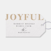 Modern Bold JOYFUL Holiday Beige Cadeaulabel (Voorkant (Horizontaal))