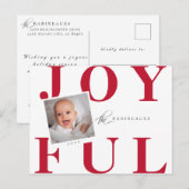 Modern Bold JOYFUL kerstfoto Feestdagenkaart (Voorkant / Achterkant)