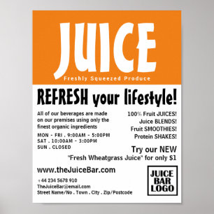 Modern Bold, Juice Bar Advertising Poster