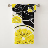 Modern Bold Lemon & Black Leaves  Seamless Pattern (En situation)