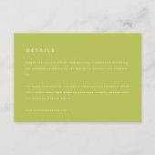 Modern Bold Lime Green Wedding Details Informatiekaartje (Voorkant)