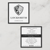 Modern Bold Locksmith Services Black & Grey Classy Vierkante Visitekaartje (Voorkant / Achterkant)