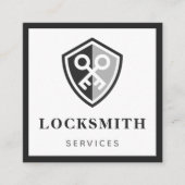 Modern Bold Locksmith Services Black & Grey Classy Vierkante Visitekaartje (Voorkant)