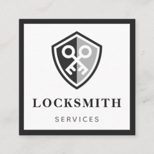 Modern Bold Locksmith Services Black & Grey Classy Vierkante Visitekaartje