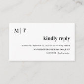 Modern Bold Monogram Weddenschap Antwoord RSVP Informatiekaartje (Voorkant)