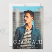 Modern Bold Navy Blue Boy Foto Afstuderen Magnetische Uitnodiging (Voorkant)