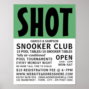 Modern Bold, Pool Club, Snooker Club Adverteren Poster