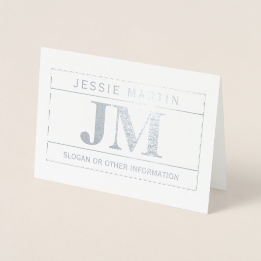 Modern Bold Professional | Grijs & Zilver Blank Folie Kaarten (Voorkant)