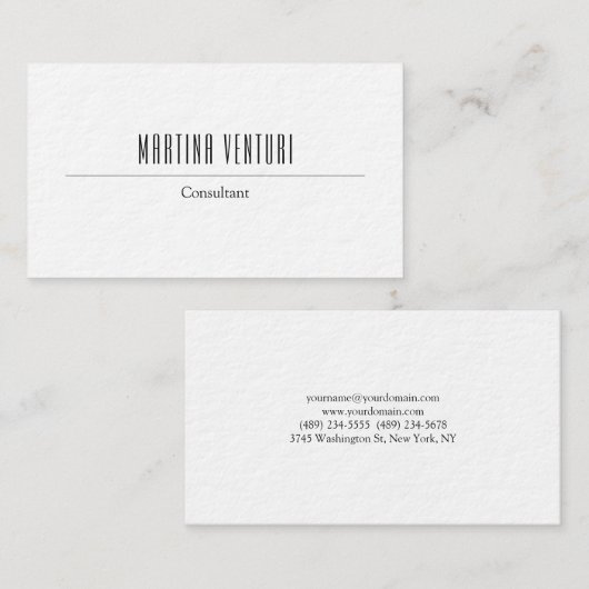 Modern Bold Professioneel Eenvoudig Zwart Wit Visitekaartje (Voorkant / Achterkant)