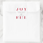 Modern Bold Red JOYFUL Holiday Vierkante Sticker (Tas)