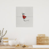 Modern Bold Red Lips minimalistische lijnkunst Poster (Keuken)